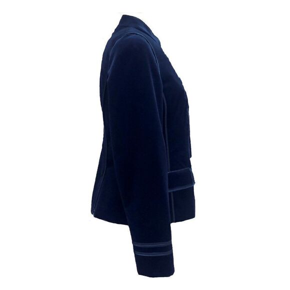 NWOT Navy Velvet Double-Breasted Military Jacket - Picture 3 of 14